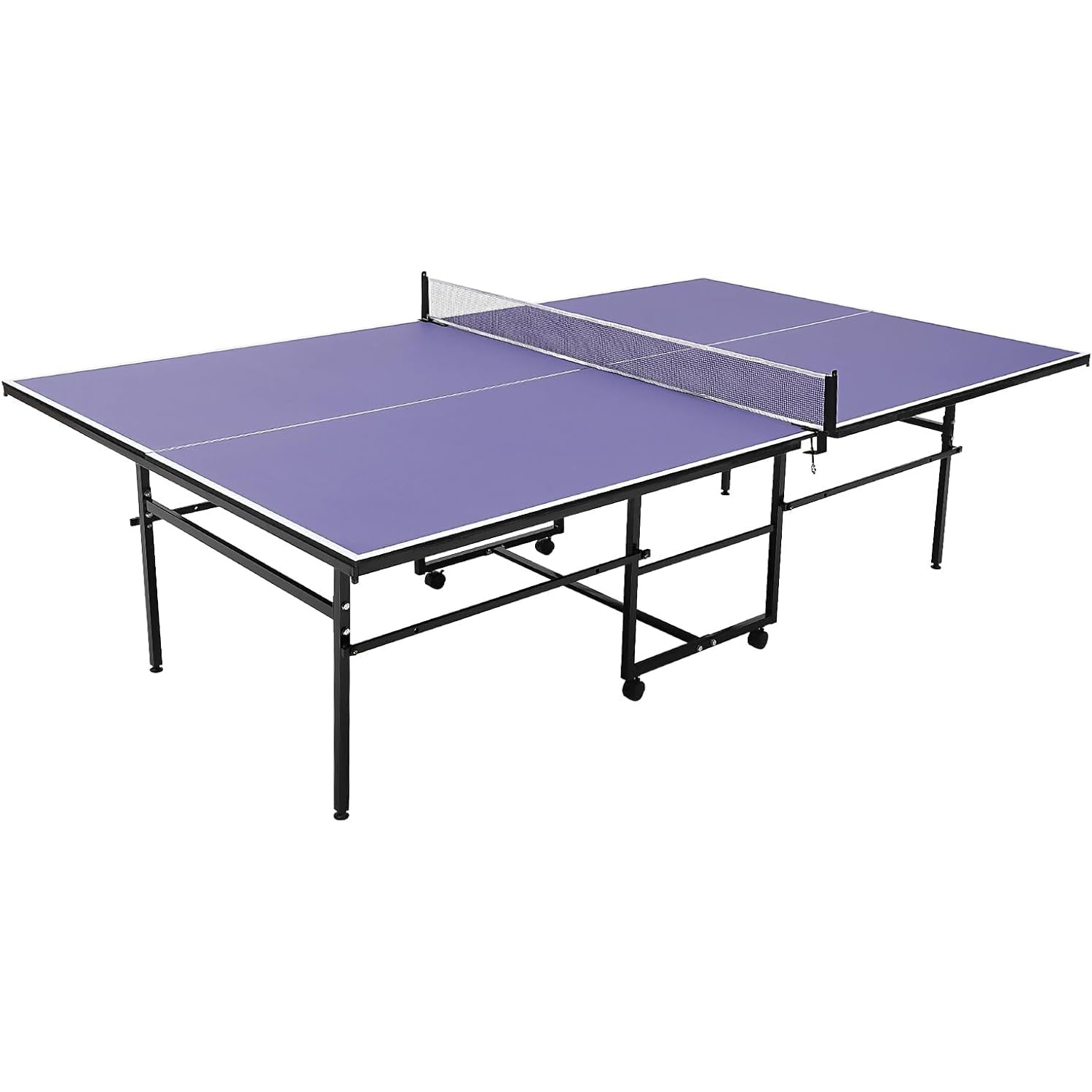 Ping Pong Ball Set - 8フィートのポータブル卓球台、大人とティーン向けのプロ仕様ゲーム | 折りたたみ式屋内外兼用卓球セット（ネット、ラケット2本、ボール3個付き）- 簡単組み立て、シングルプレイヤー対応