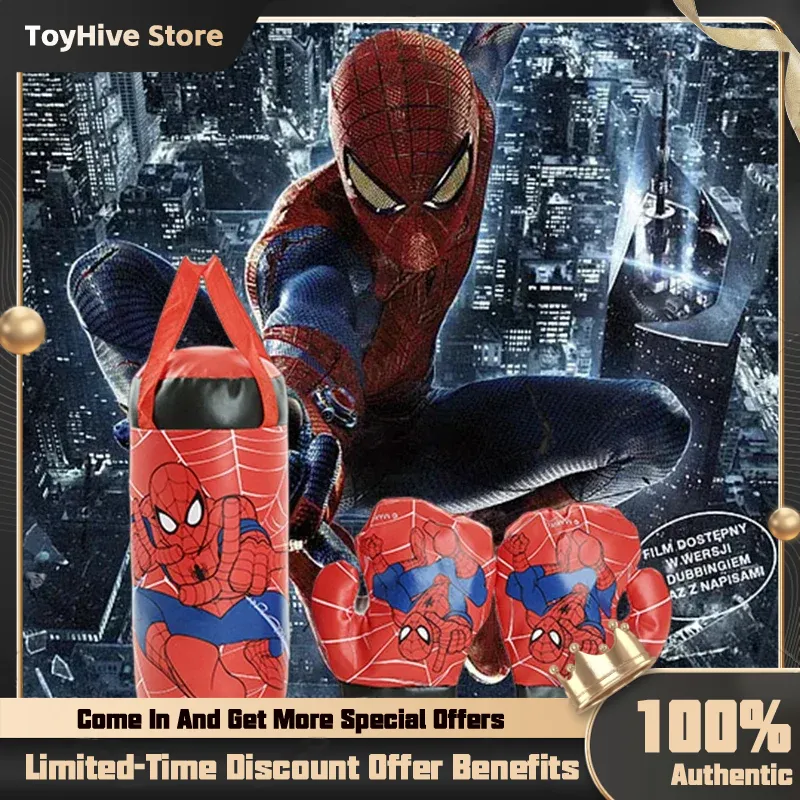 Boxing Glove Set - スパイダーマン子供用ミニボクシングセットグローブ+バッグアニメ漫画かわいいスポーツおもちゃ体力トレーニング男の子女の子誕生日クリスマスギフト子供