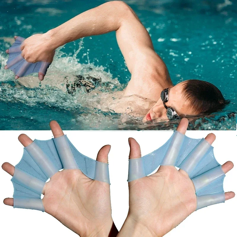 Sports Equipment 7 Year Old - シリコーン水泳フィンフリッパー男性女性子供水泳プールスポーツプロフェッショナルトレーニングフィンガーハンド水かき手袋パドル機器