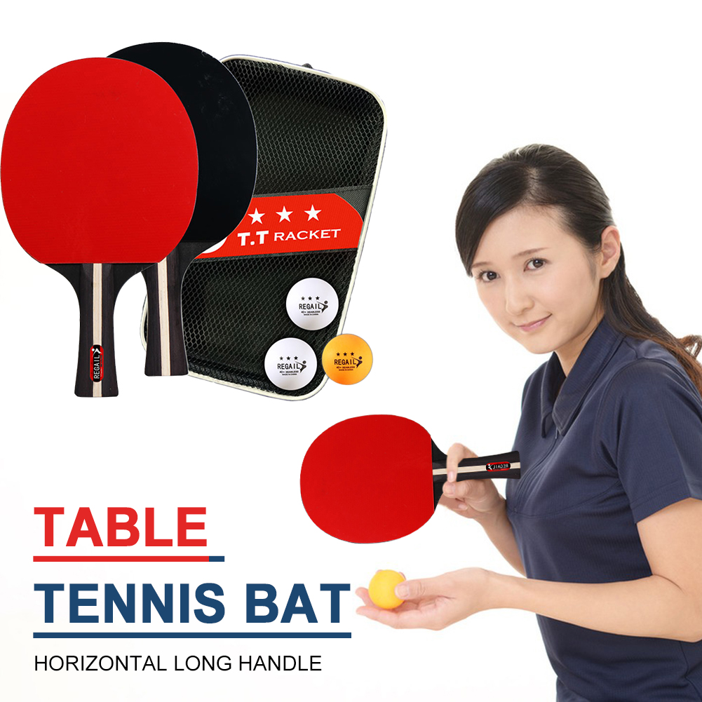 Ping Pong Ball Set - 卓球ラケット2本＆ボール3個セット ピンポンラケットセット プロ仕様 2人用ピンポンセット 初心者トレーニングゲーム用