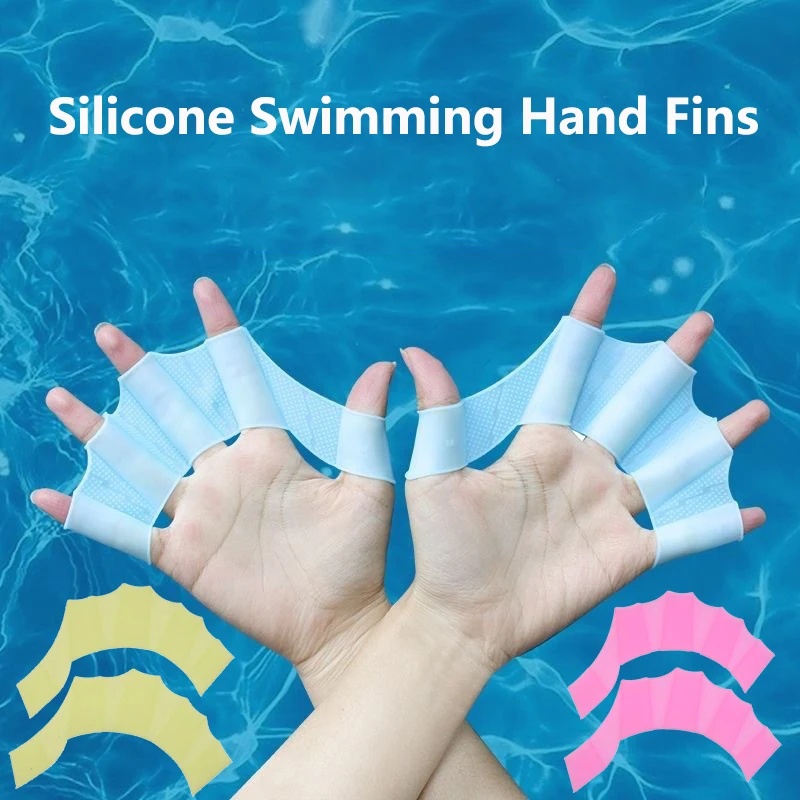 Sports Equipment 7 Year Old - 1-3 ペアシリコン水泳ハンドフィンフリッパー子供水泳スポーツプロフェッショナルトレーニングフィンガーハンド水かき手袋パドル機器