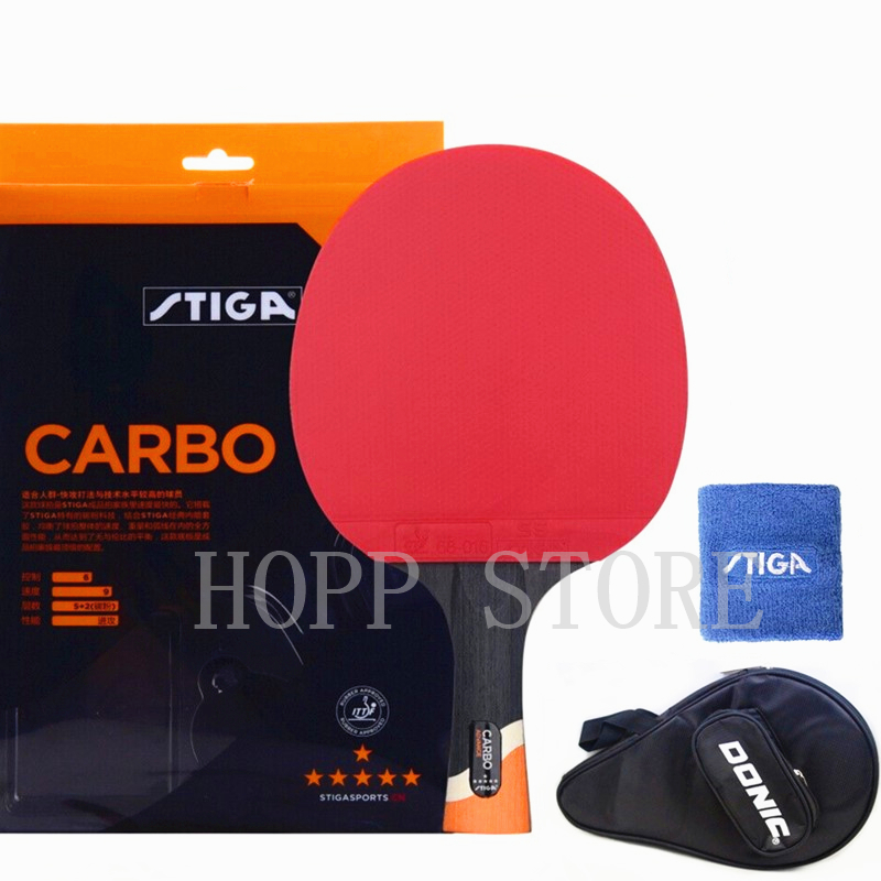 Badminton Racket Carbon - Stiga 6スターラケット攻勢プロカーボンにきびゴムオリジナルstiga卓球ラケットピンポンパドルバット