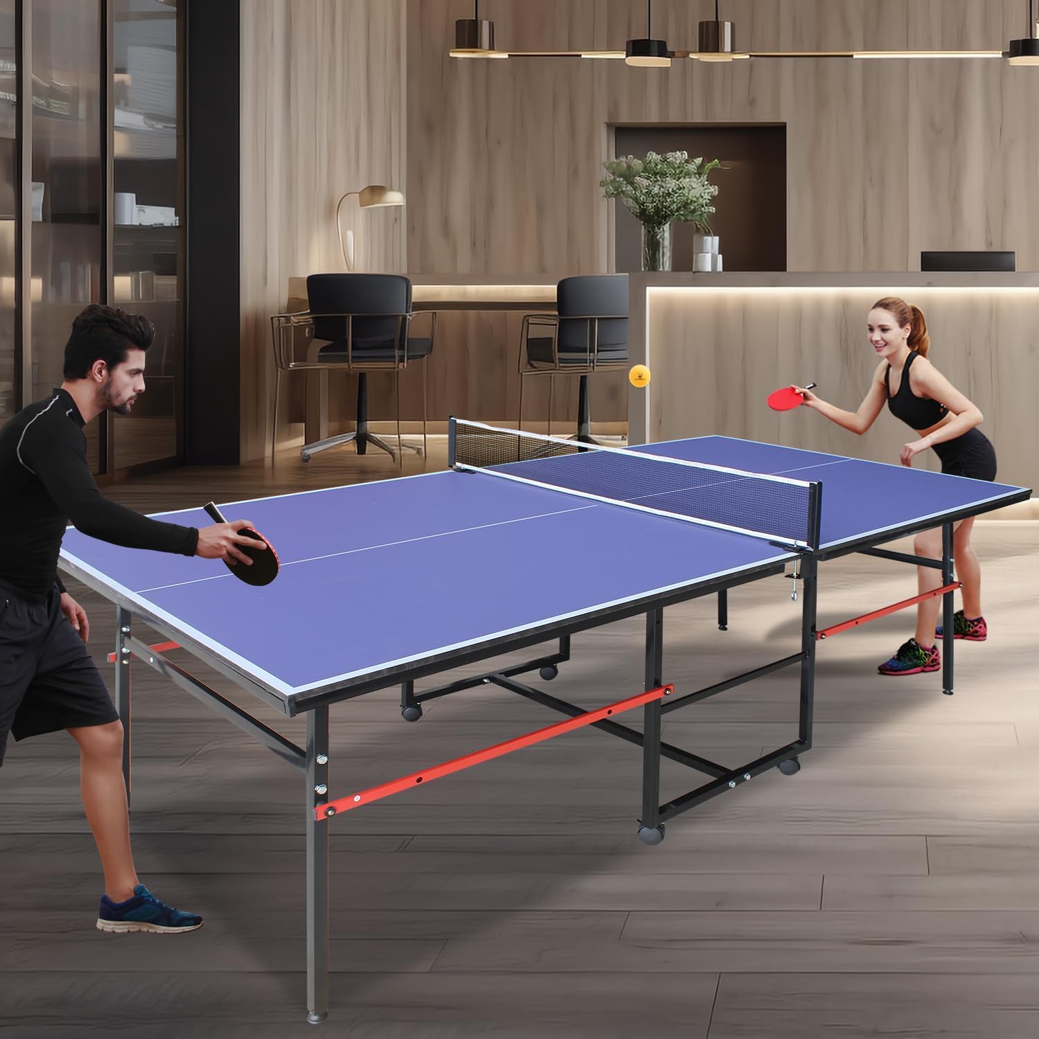 8フィートのポータブル卓球台、大人とティーン向けのプロ仕様ゲ - Ping Pong Ball Set のレビューと価格