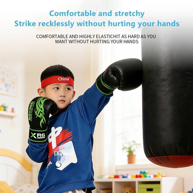 卸売4/6オンスPU通気性子供用大人用プロサンダムエタイテコ - Boxing Glove Set のレビューと価格