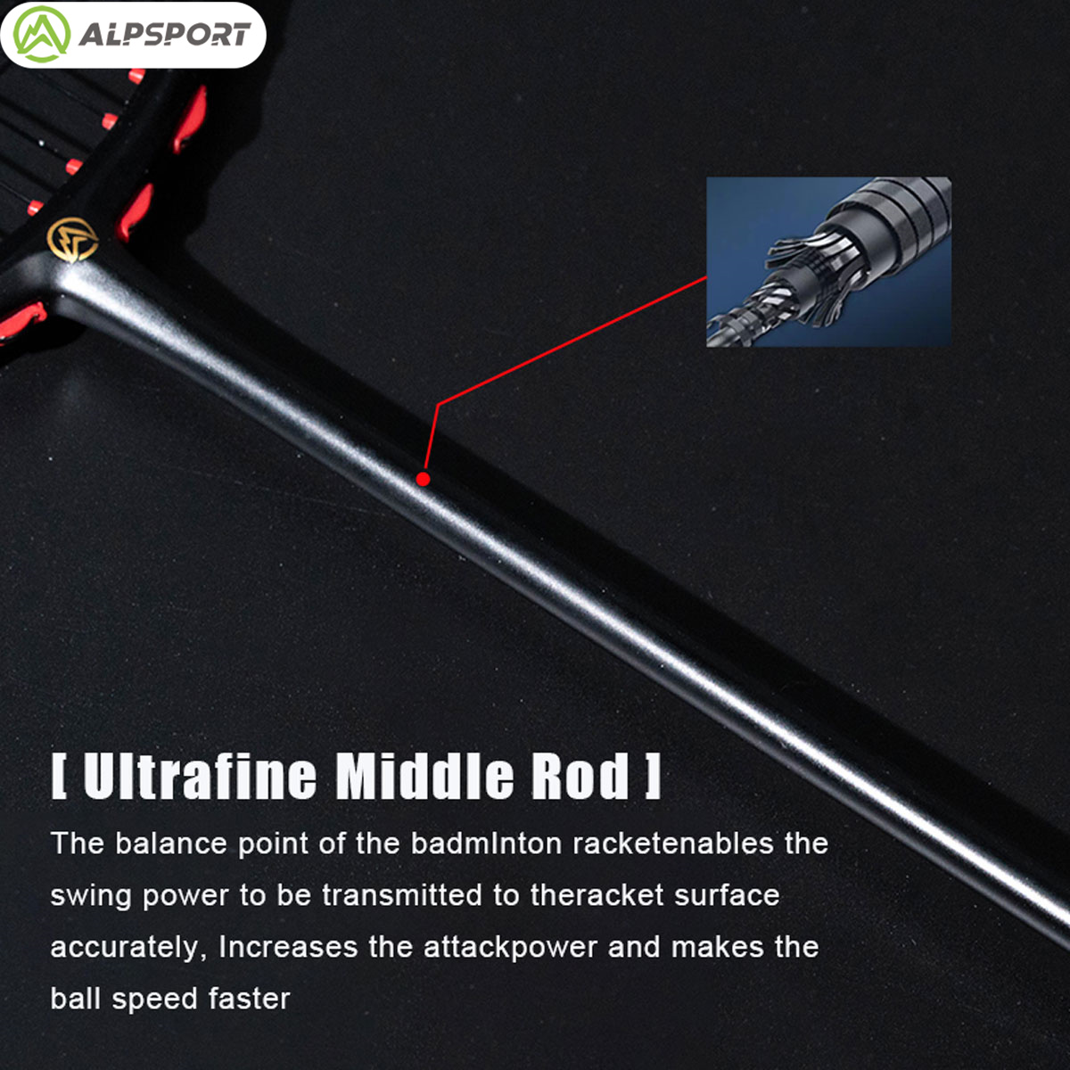 Alpsport MH-V5 5U 75g ウェービー リー - Badminton Racket Carbon のレビューと価格